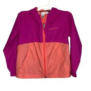 Columbia orange & purple colorblock hooded windbreaker jacket girls size 4T